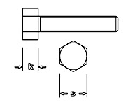 Sechskantschraube Stahl M2,K 1,4mm - S 3mm